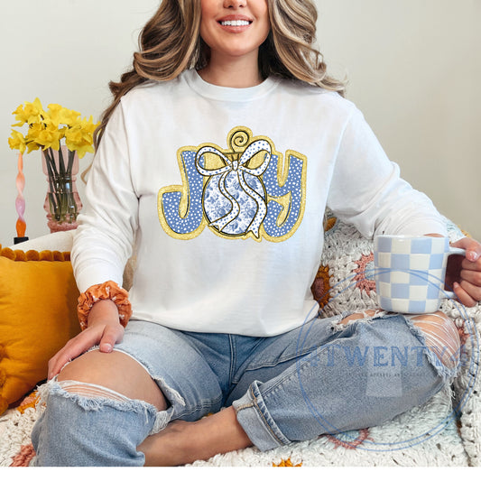 Shirts - Blue Toile Joy Ornament Tee