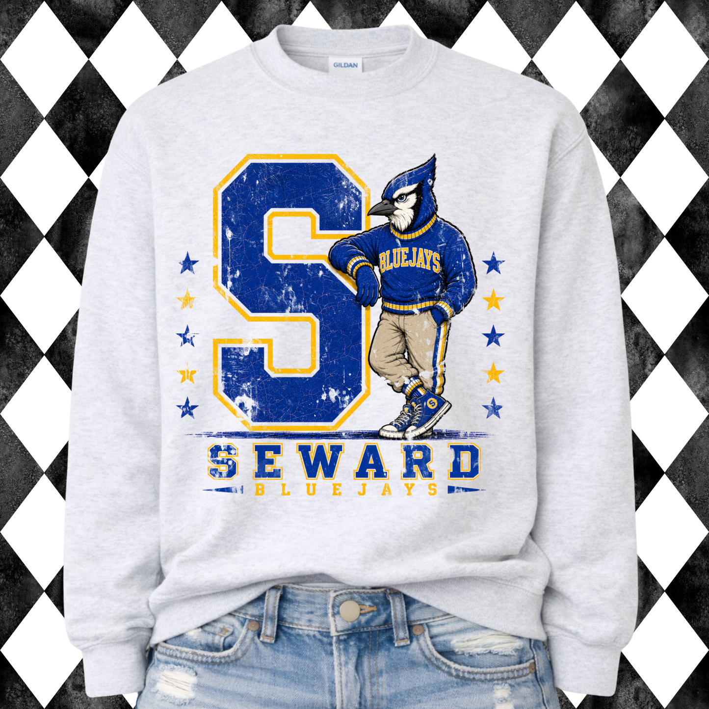 Retro Varsity Mascot Sweatshirt | Any Mascot • Any Color