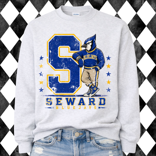 Retro Varsity Mascot Sweatshirt | Any Mascot • Any Color