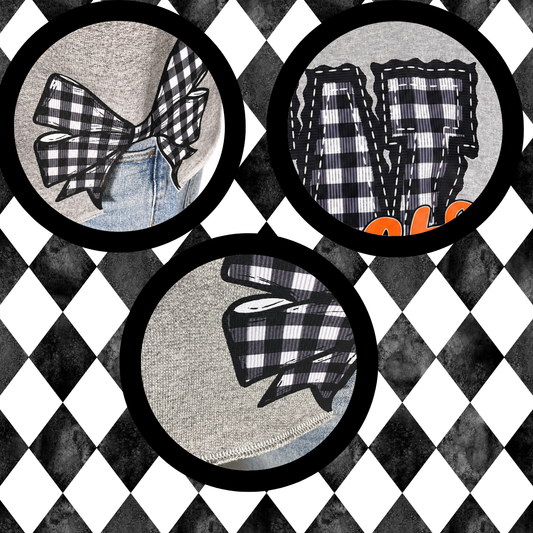Gingham Letterman Side-Bow Sweatshirt