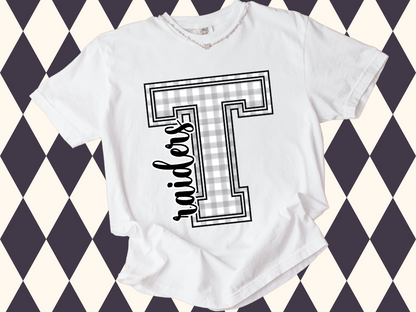Game Day Gingham Letter with Mascot T-Shirt • Sweatshirt | Any Color • Any Team • Any Mascot