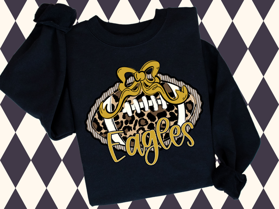 Prepster Leopard Football Bow T-Shirt • Sweatshirt | Any Mascot