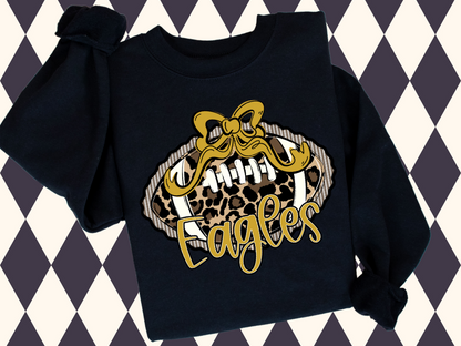 Prepster Leopard Football Bow T-Shirt • Sweatshirt | Any Mascot
