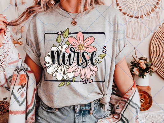 Floral Frame Nurse Tee