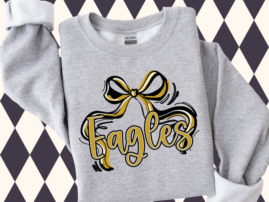 Flowy Bow Spirit Sweatshirt or T-Shirt | Any School/Team/Mascot • Any Color