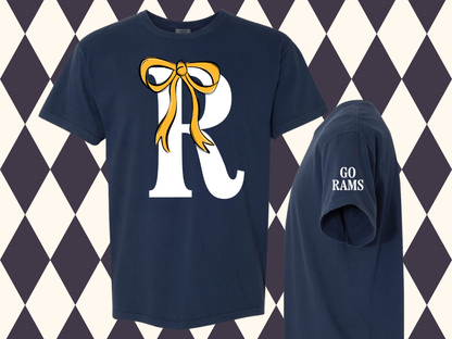 The Grand Monogram Bow T-Shirt | Any Letter • Any Mascot