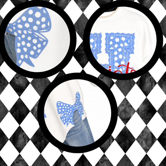 Polka Dot Letterman Side-Bow Sweatshirt