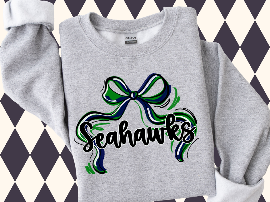Flowy Bow Spirit Sweatshirt or T-Shirt | Any School/Team/Mascot • Any Color