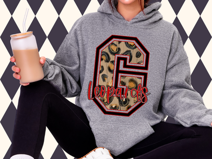 Leopard Varsity Letter with Script Sweatshirt