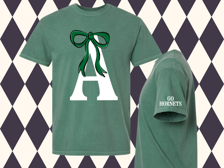 The Grand Monogram Bow T-Shirt | Any Letter • Any Mascot