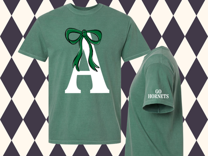 The Grand Monogram Bow T-Shirt | Any Letter • Any Mascot