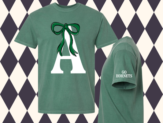 The Grand Monogram Bow T-Shirt | Any Letter • Any Mascot