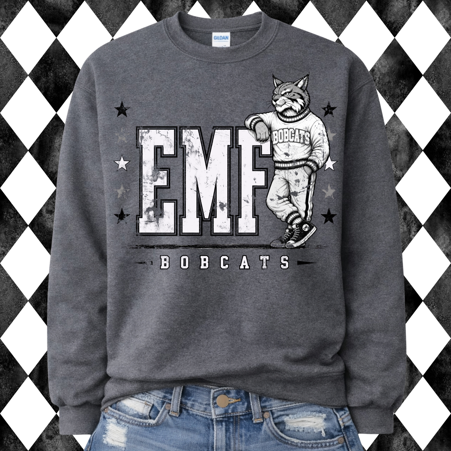 Retro Varsity Mascot Sweatshirt | Any Mascot • Any Color