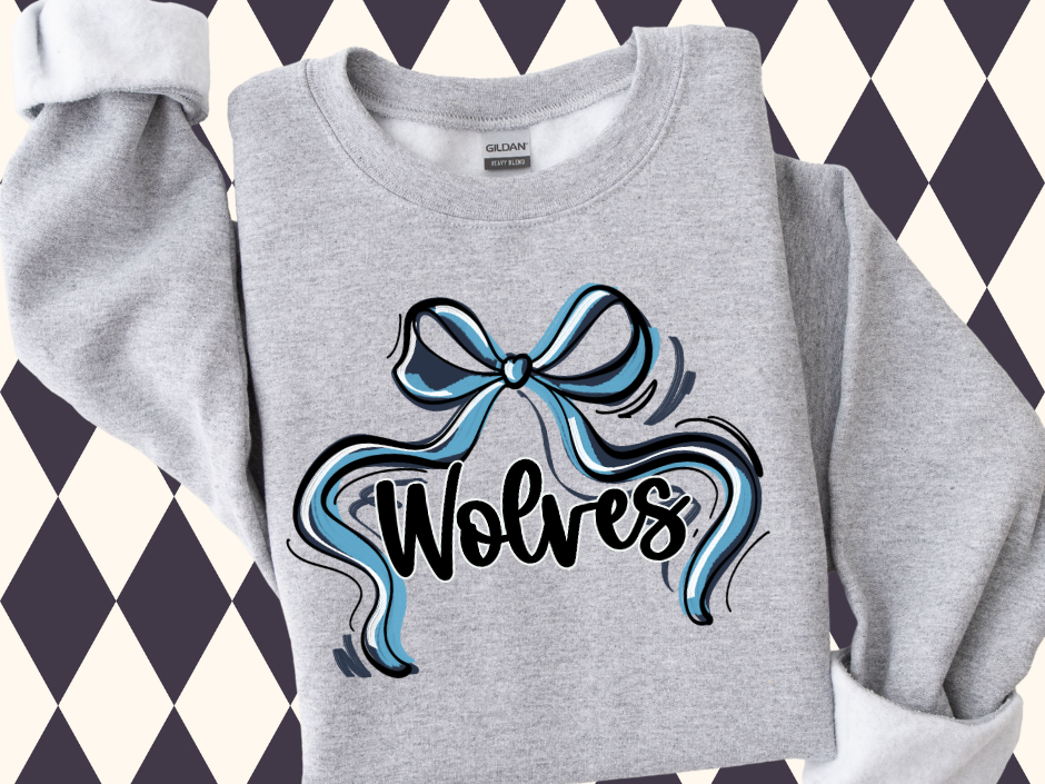 Flowy Bow Spirit Sweatshirt or T-Shirt | Any School/Team/Mascot • Any Color