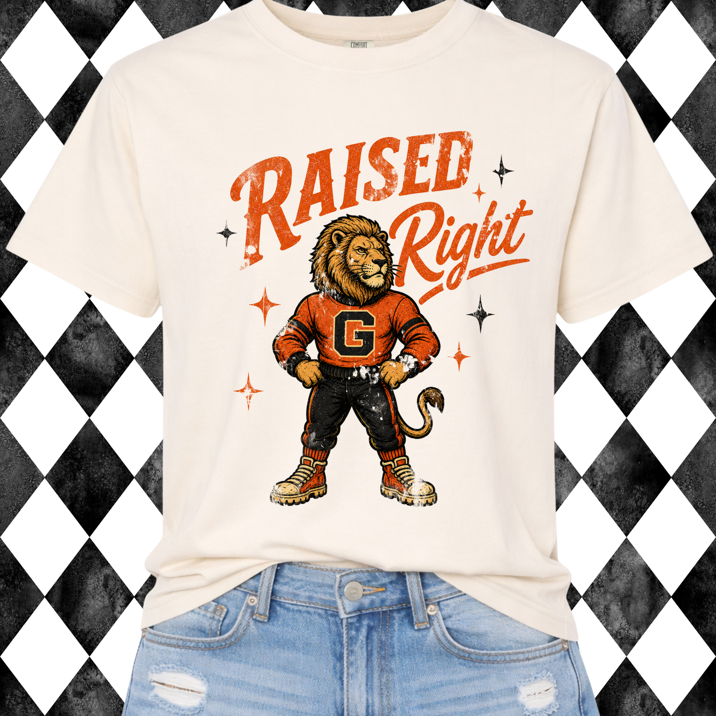 Retro Raised Right Custom Mascot Graphic Tee