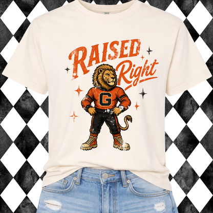 Retro Raised Right Custom Mascot Graphic Tee