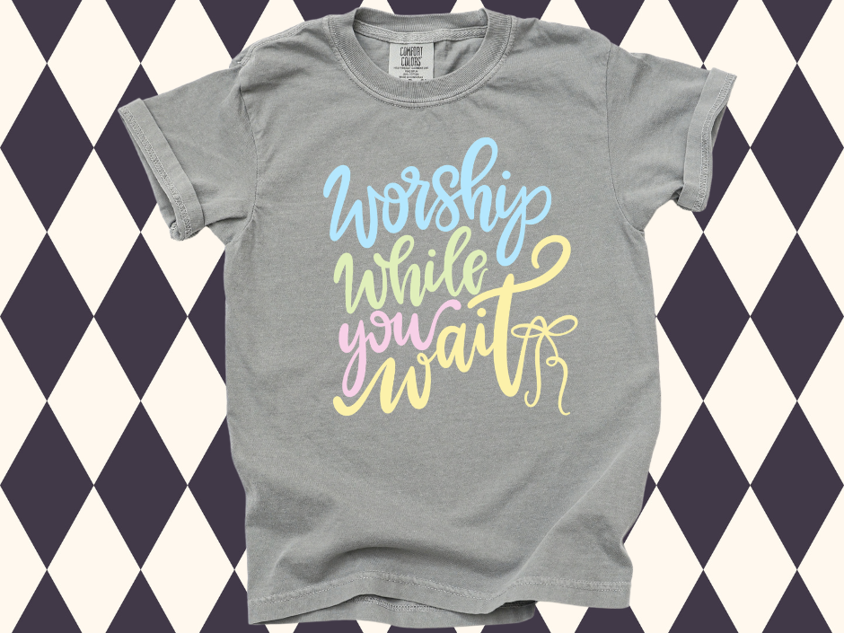 Worship While You Wait T-Shirt • Short-Sleeved or Long-Sleeved • Youth Sizes Available