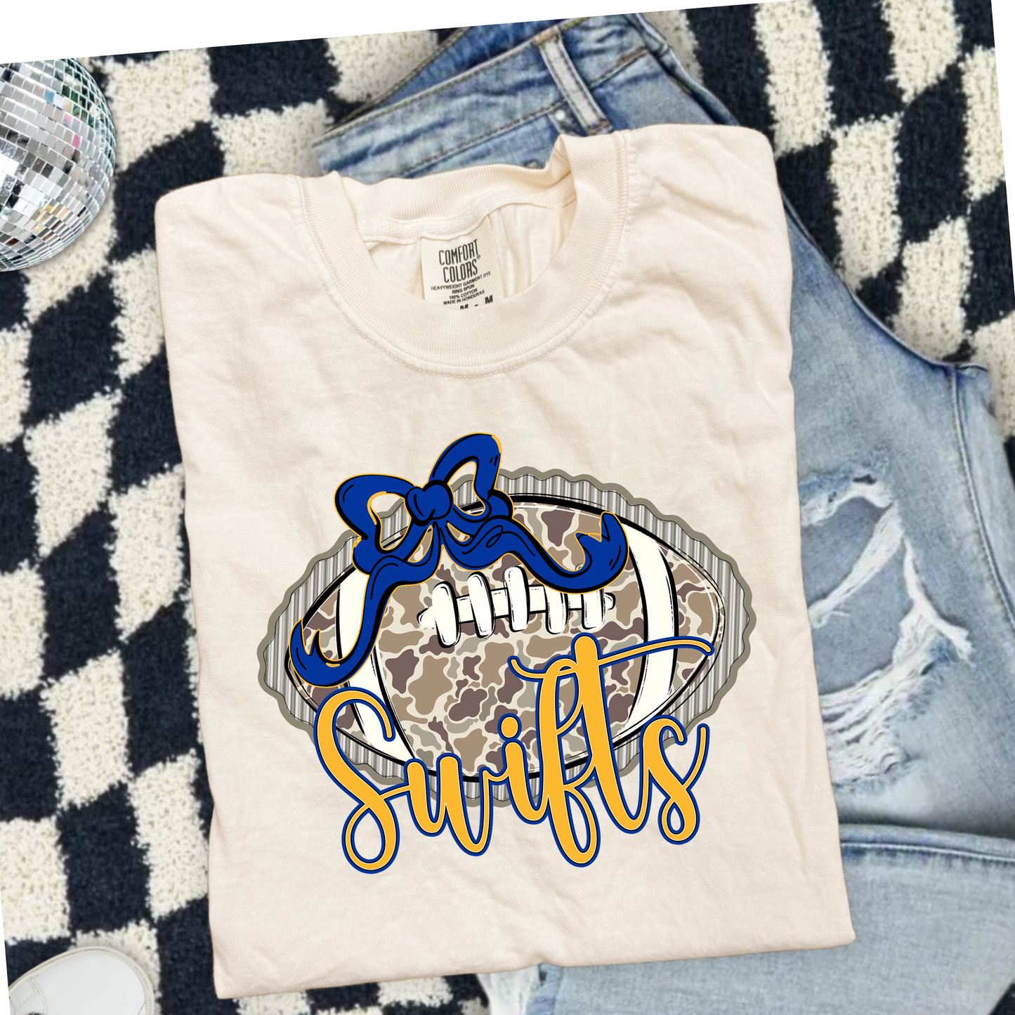 Prepster Camo Football Bow T-Shirt • Sweatshirt | Any Mascot