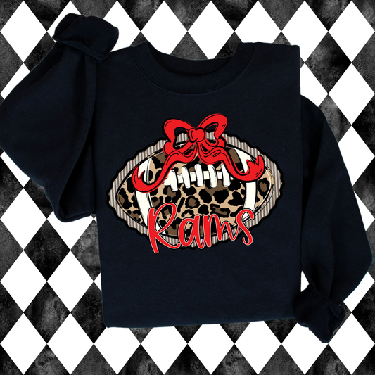 Prepster Leopard Football Bow T-Shirt • Sweatshirt | Any Mascot
