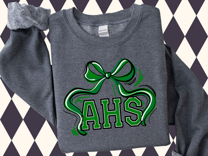 Flowy Bow Spirit Sweatshirt or T-Shirt | Any School/Team/Mascot • Any Color
