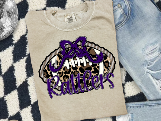 Prepster Leopard Football Bow T-Shirt • Sweatshirt | Any Mascot