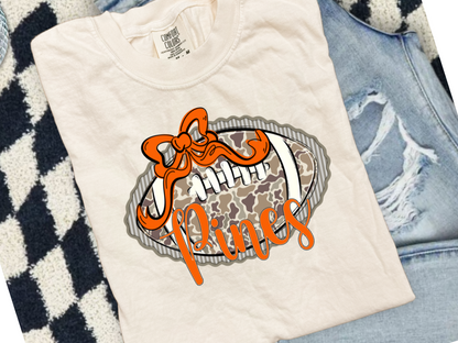 Prepster Camo Football Bow T-Shirt • Sweatshirt | Any Mascot