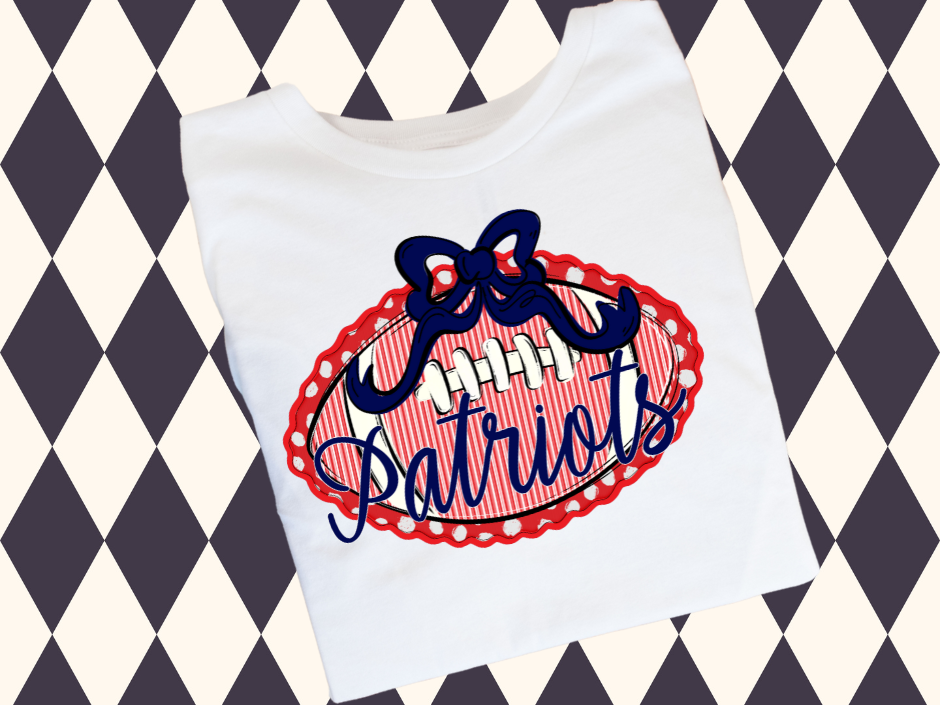 Prepster Football & Bow T-Shirt • Sweatshirt | Any Color Combo • Any Mascot