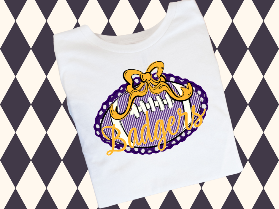 Prepster Football & Bow T-Shirt • Sweatshirt | Any Color Combo • Any Mascot