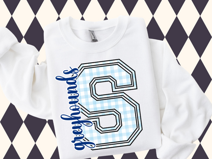 Game Day Gingham Letter with Mascot T-Shirt • Sweatshirt | Any Color • Any Team • Any Mascot