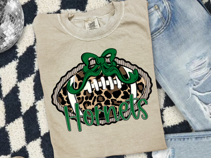 Prepster Leopard Football Bow T-Shirt • Sweatshirt | Any Mascot