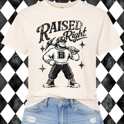 Retro Raised Right Custom Mascot Graphic Tee