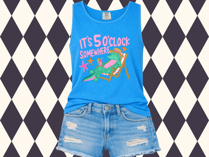 It's 5 O’Clock Somewhere Lounging Gator T-shirt • Tank Top