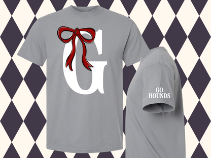 The Grand Monogram Bow T-Shirt | Any Letter • Any Mascot