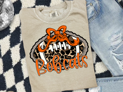 Prepster Leopard Football Bow T-Shirt • Sweatshirt | Any Mascot