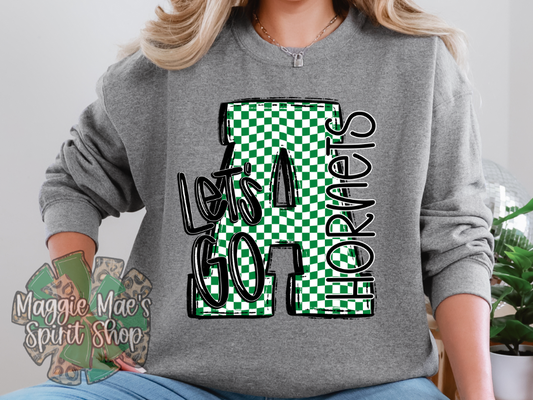 💚  Let’s Go Hornets! Checkered A T-Shirt