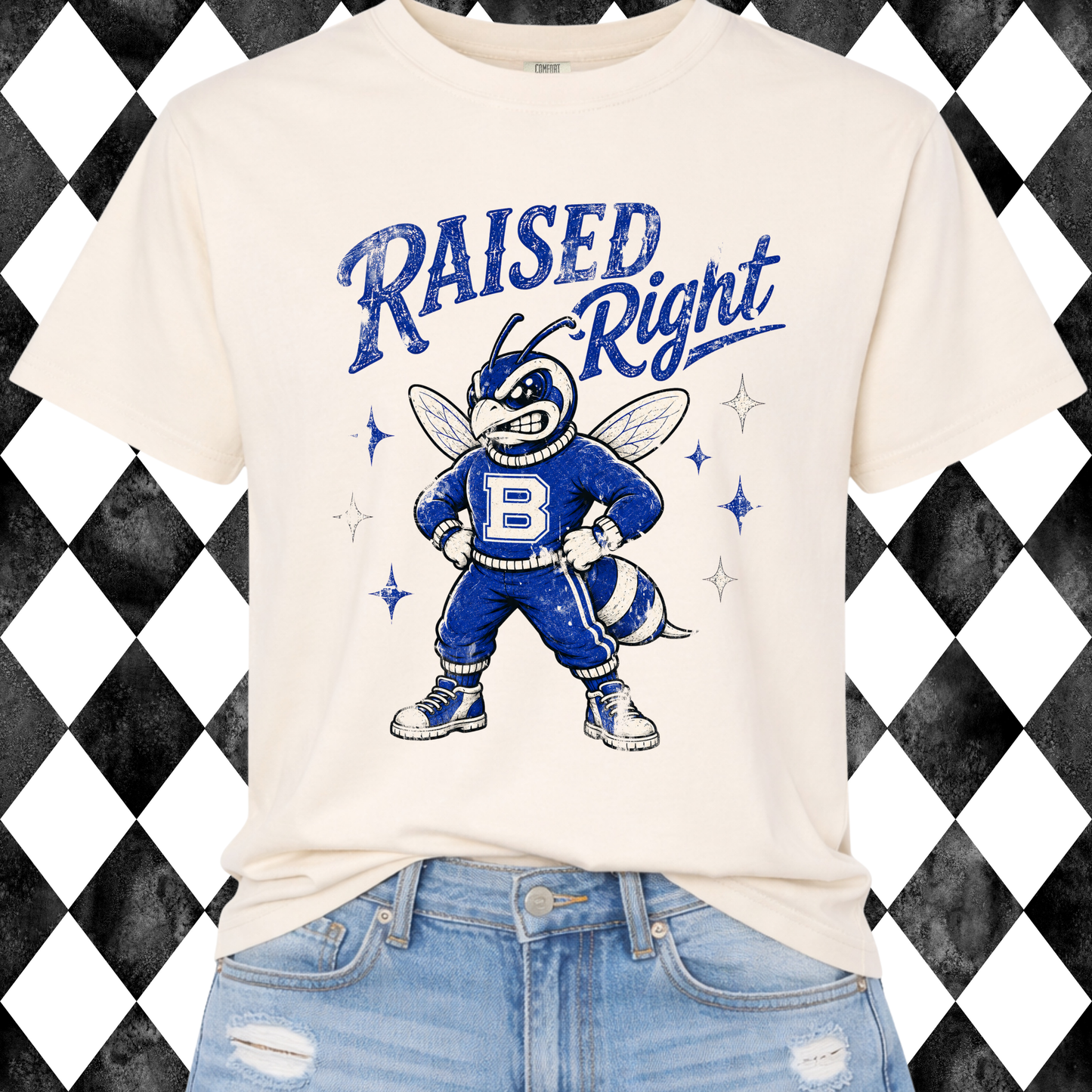 Retro Raised Right Custom Mascot Graphic Tee