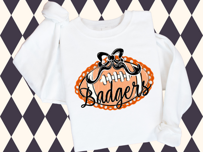 Prepster Football & Bow T-Shirt • Sweatshirt | Any Color Combo • Any Mascot
