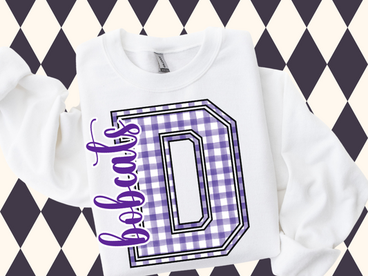 Game Day Gingham Letter with Mascot T-Shirt • Sweatshirt | Any Color • Any Team • Any Mascot
