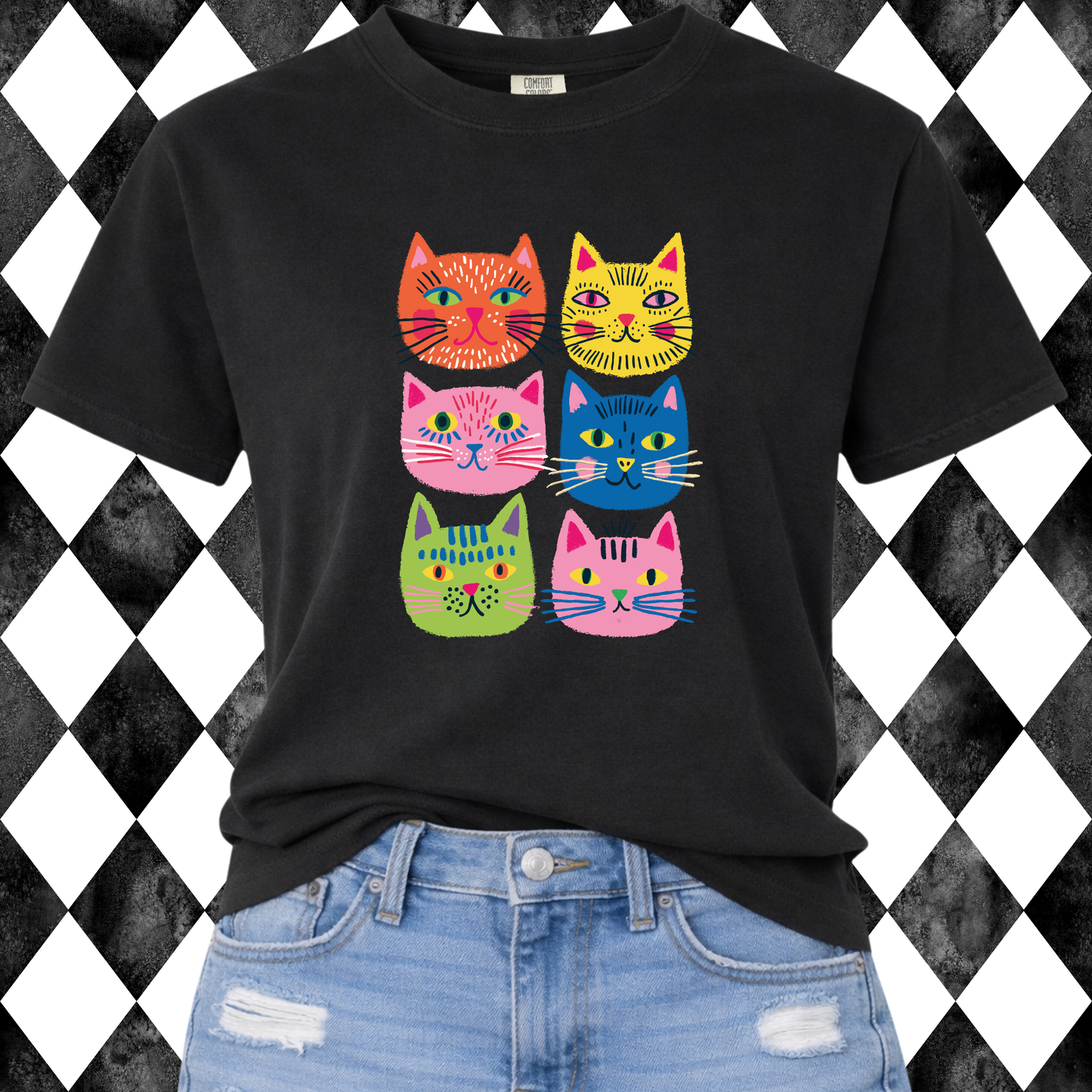 Cool Cat Grid T-Shirt | Adult • Youth Sizes Available