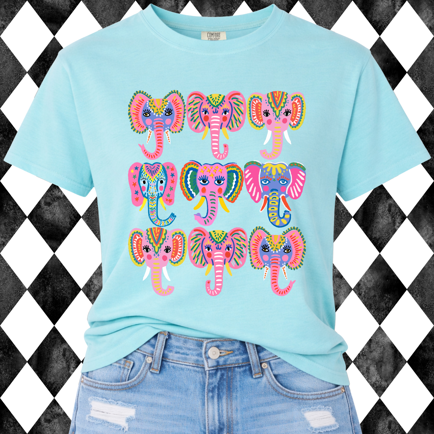 Mosaic Elephant Parade T-Shirt  | Adult • Youth Sizes Available