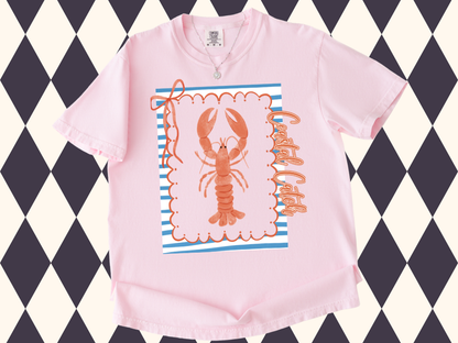 Coastal Catch Lobster Tee | Preppy Nautical Stripe Bow Shirt