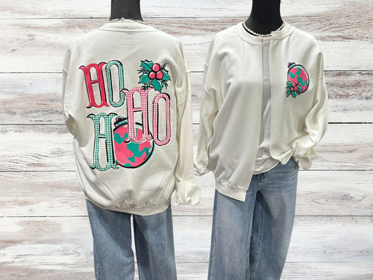 Ho Ho Holiday Raw Split Crew (Sweatshirt Cardigan)