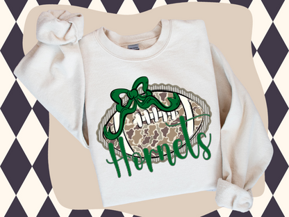 Prepster Camo Football Bow T-Shirt or Sweatshirt – Hornets