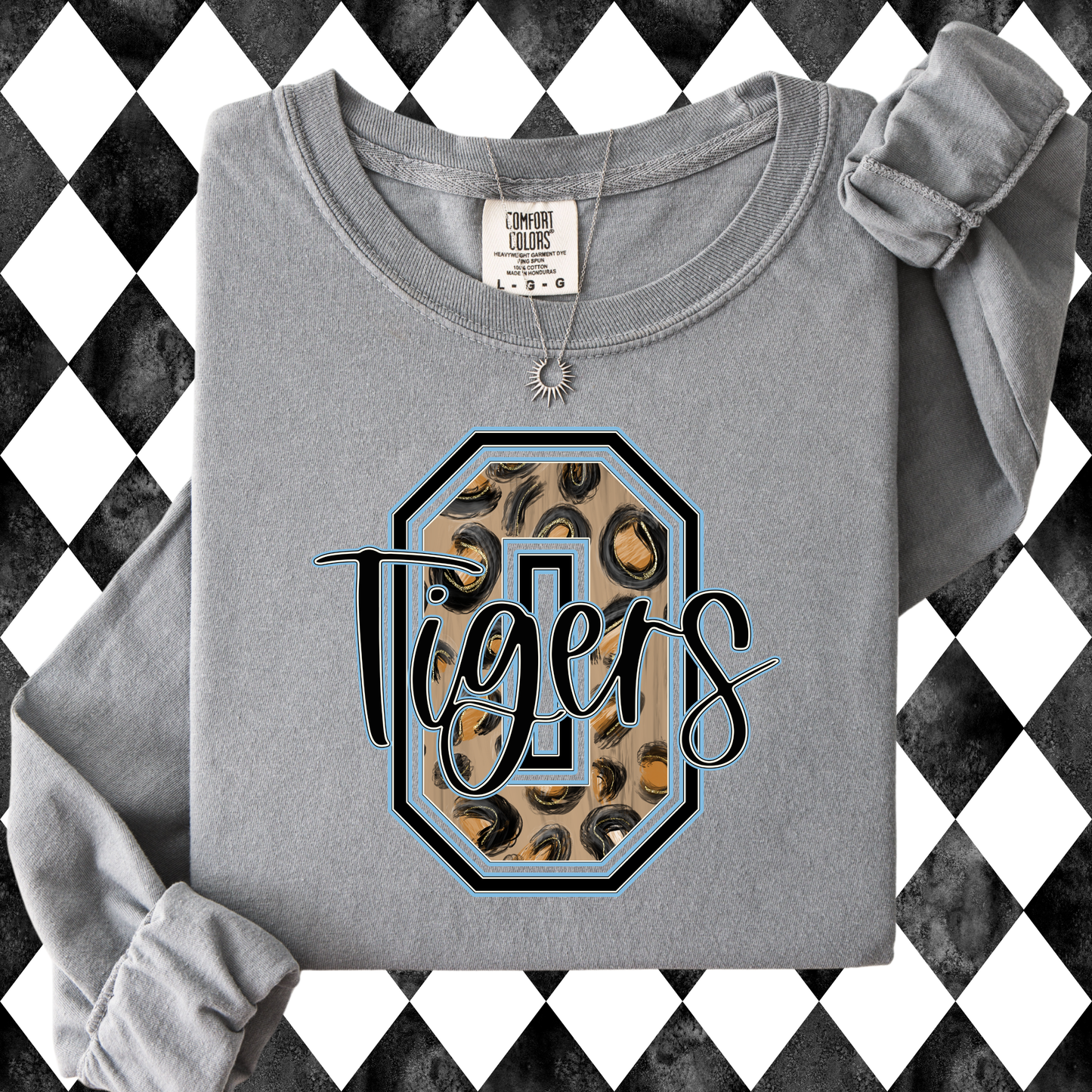 Leopard Varsity Letter with Script Sweatshirt