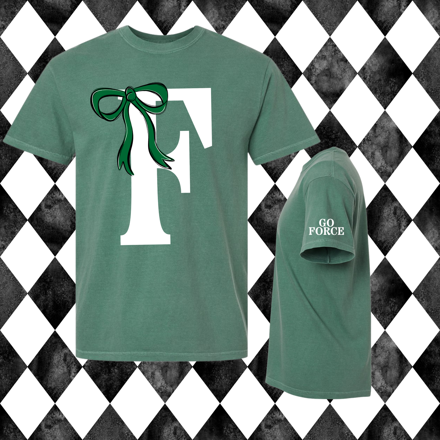 The Grand Monogram Bow T-Shirt | Any Letter • Any Mascot