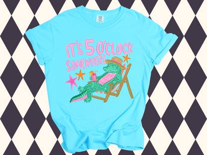 It's 5 O’Clock Somewhere Lounging Gator T-shirt • Tank Top