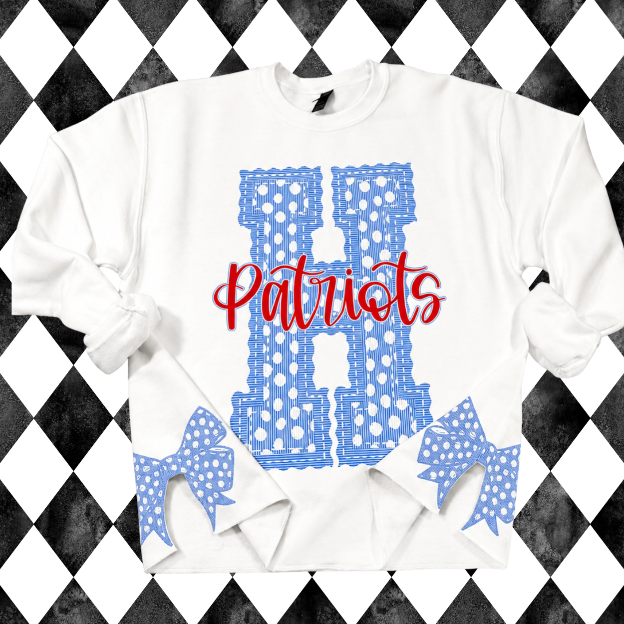 Polka Dot Letterman Side-Bow Sweatshirt