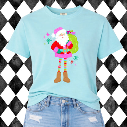 Long-Legged Santa t-shirt - Comfort Colors Chalky Mint