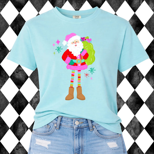 Long-Legged Santa t-shirt - Comfort Colors Chalky Mint