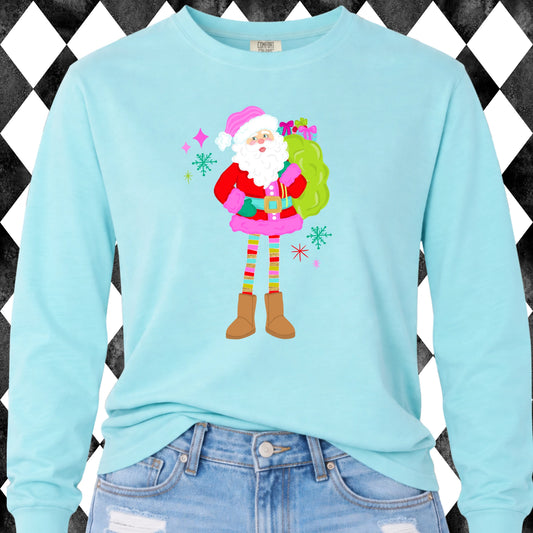 Long-Legged Santa long sleeve tee - Comfort Colors Chalky Mint